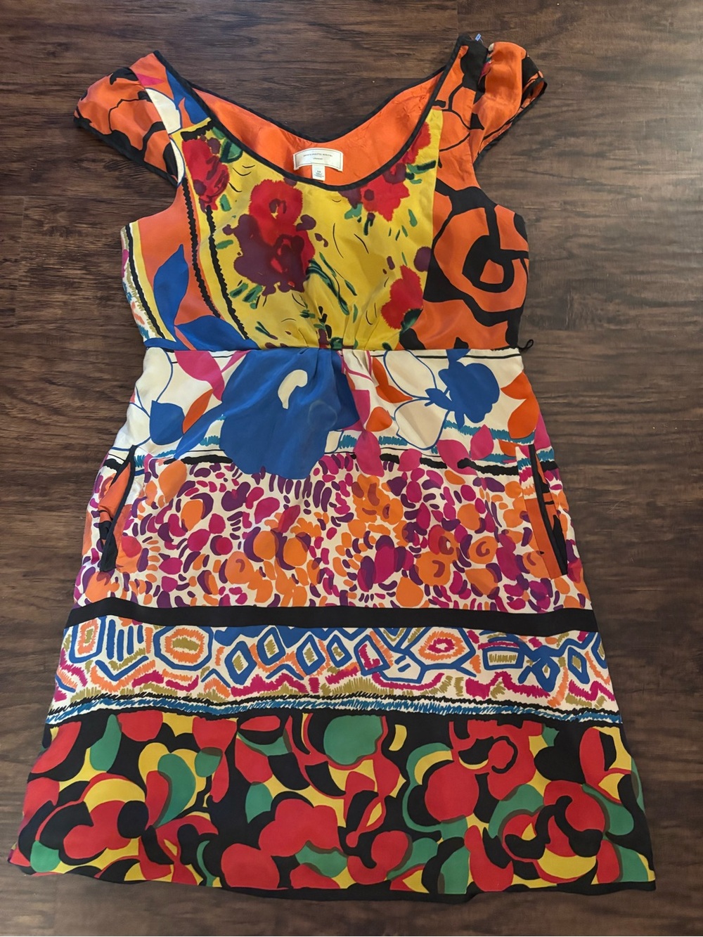 Anthropologie-Moulinette Soeurs Multicolor Floral-Print Silk Dress